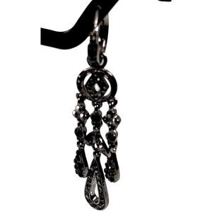 Monet Convertible Chandelier Hoop Earrings Gunmetal Black Rhinestone 2-in-1 EUC